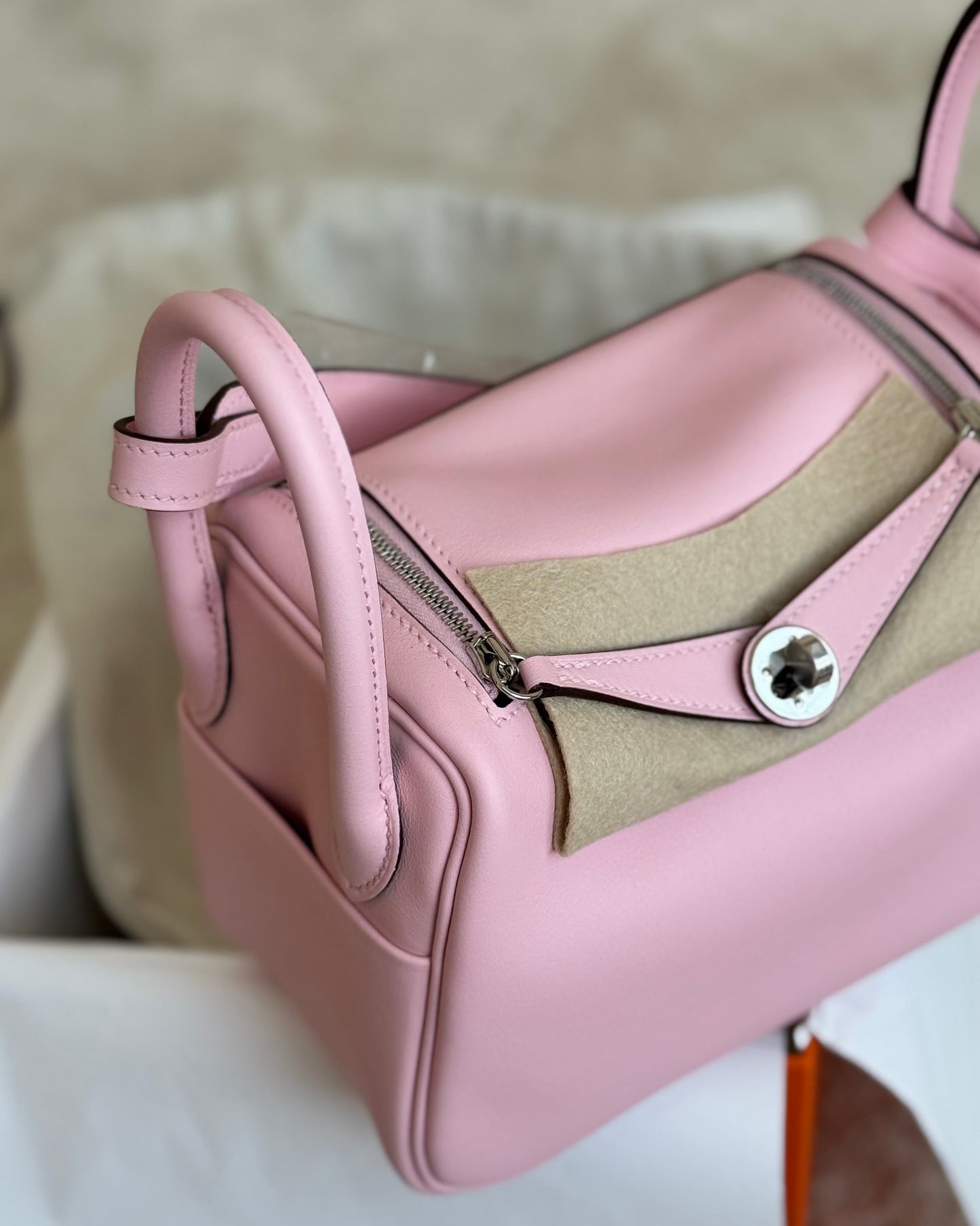 Hermes Mini Lindy in Rose Sakura PHW