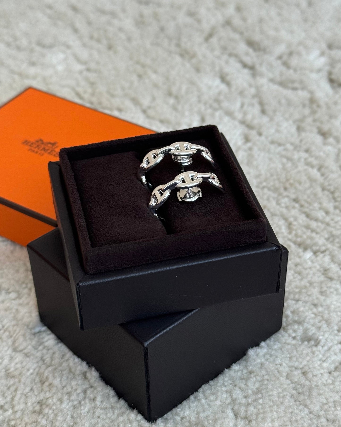 Hermes Chaine D'ancre Enchainée Ear Climber Earrings